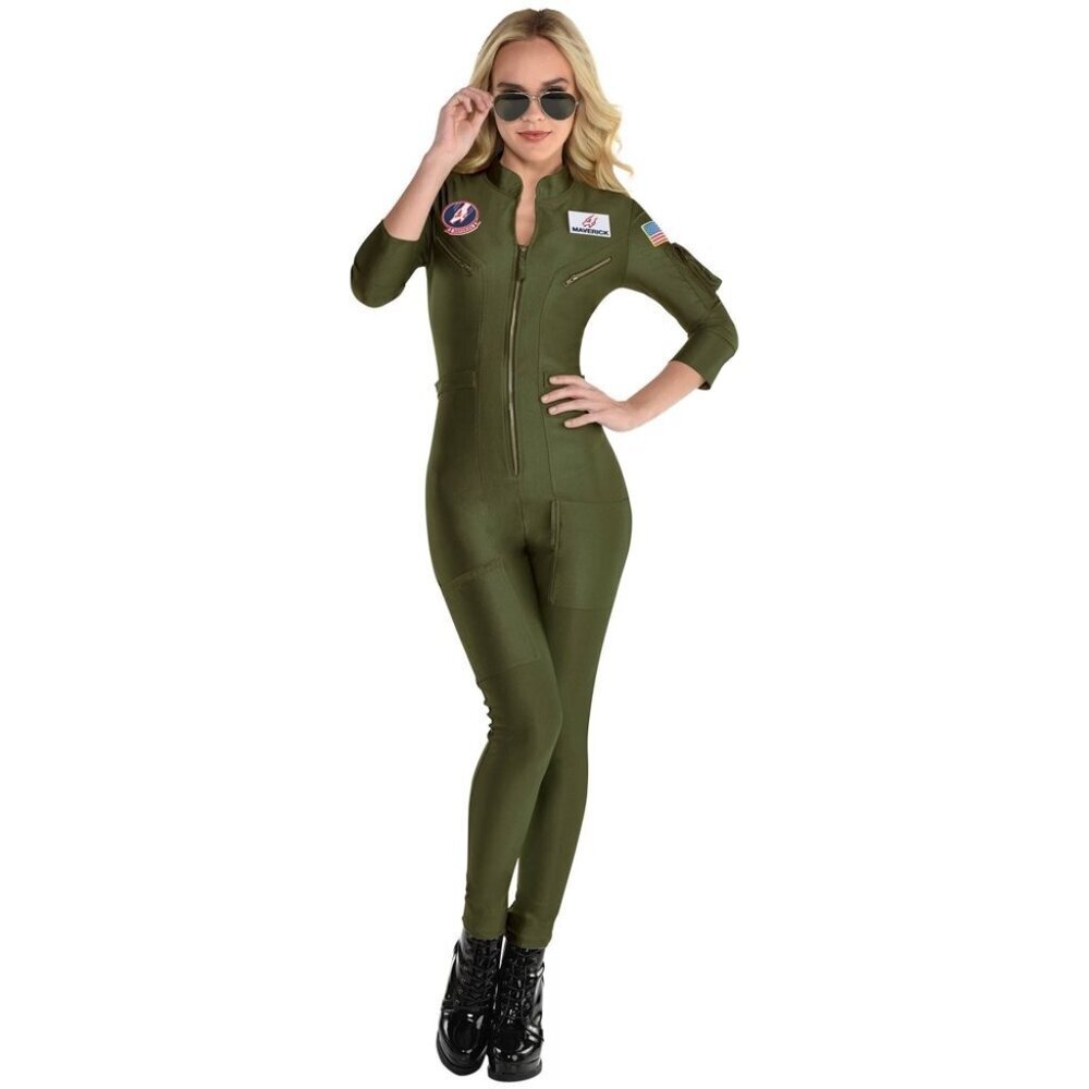 Top Gun Maverick Adult‎ Womens Size XL 14/16 Jumpsuit Halloween Costume in Green